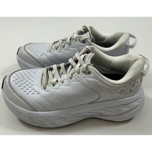 Hoka One One Bondi SR Womens 6.5 White Leather Slip Resistant Work Shoes 1110521